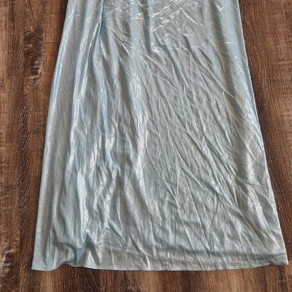 Retrofete Yesi Dress in Blue Silver Size Small Metallic Maxi Spaghetti Straps - Picture 10 of 11